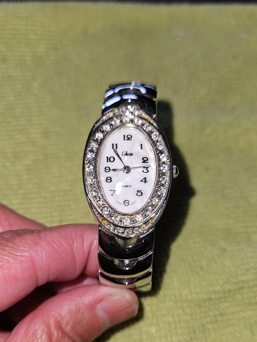 Colezio Silver Crystal-Accent Oval Ladies Watch